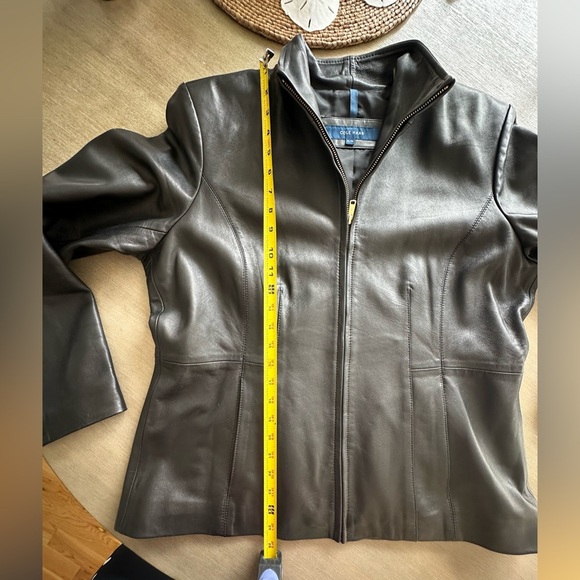 Cole Haan Women's Wing Collar Leather Coat Black $450 msrp - Picture 15 of 15